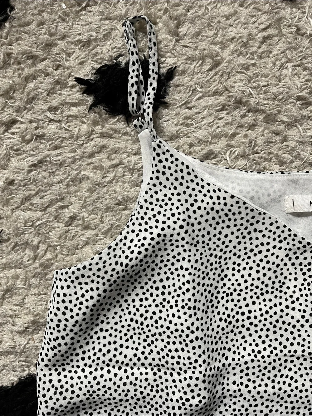 MINE size Medium White Camisole with Black Polka Dots